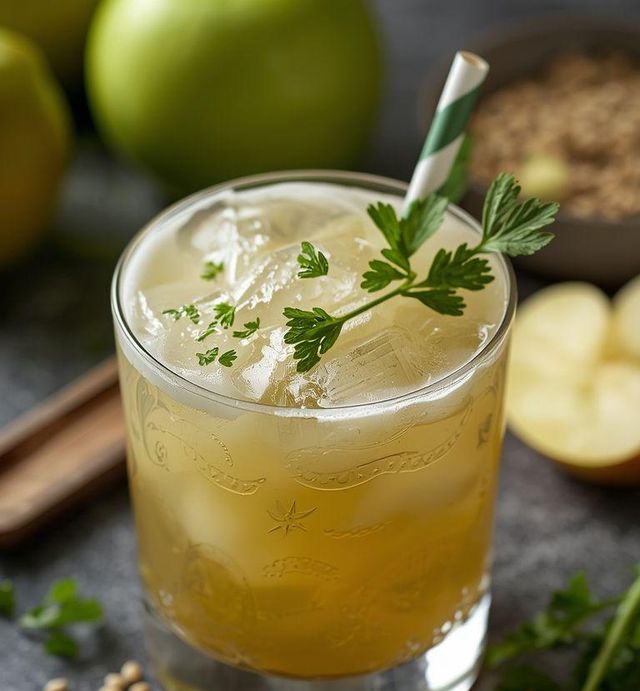 Apple cocktail with parsley
