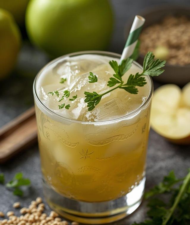 Apfelcocktail mit Petersilie