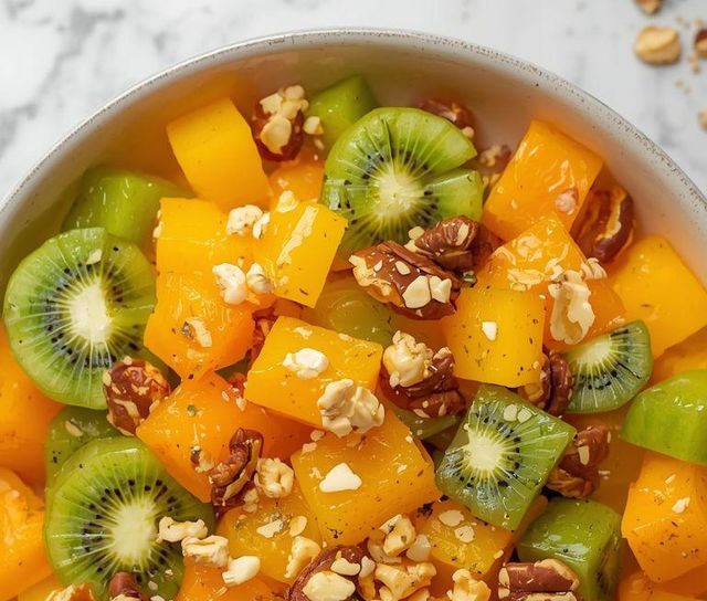 Fruit Salad with Orange, Kiwi and Walnuts