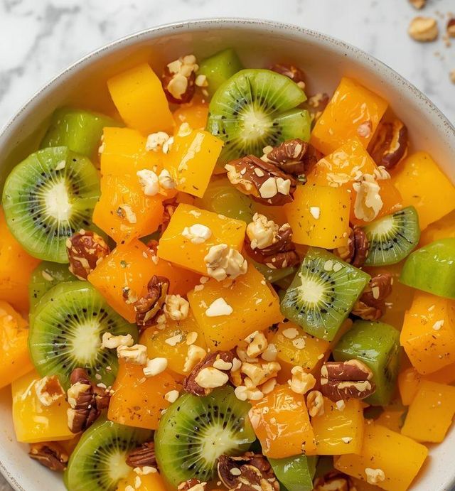 Fruit Salad with Orange, Kiwi and Walnuts