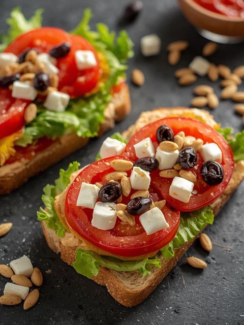 Hummus and salad sandwich