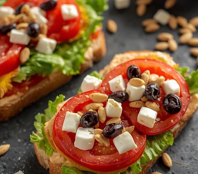 Hummus and salad sandwich