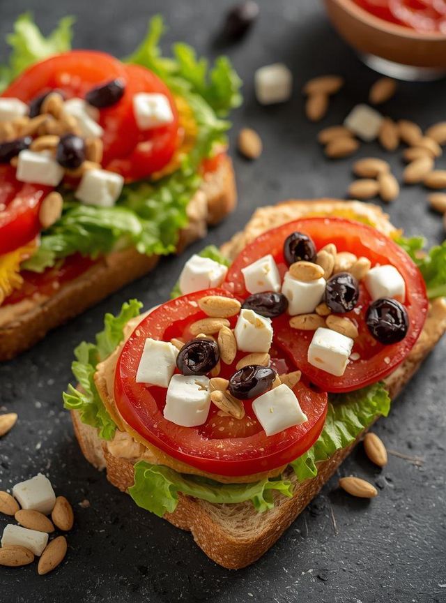 Hummus and salad sandwich