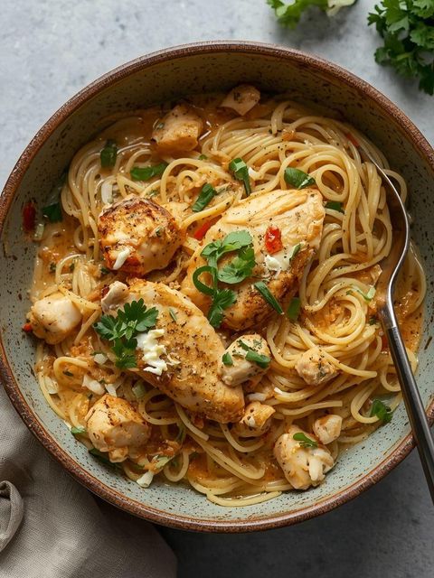 Kokosowe Spaghetti z kurczakiem