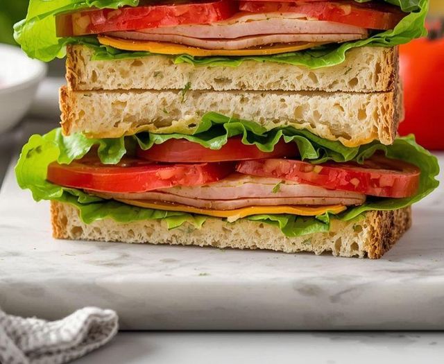 Heavier Turkey Ham Sandwiches with Lettuce and Tomatoes