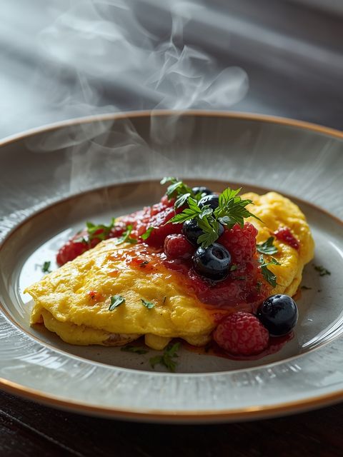 Egg Omelette with Berries
