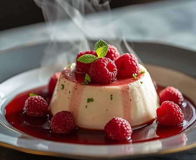 Low Carb Panna Cotta with Raspberries