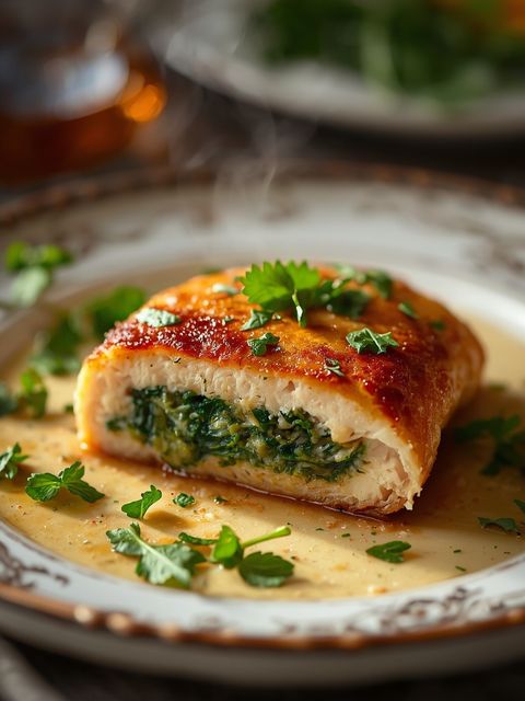 Low Carb pierś z kurczaka nadziewana szpinakiem