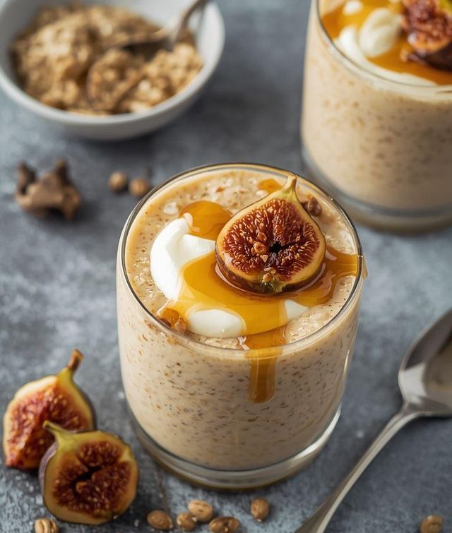 Millet cream with figs and yogurt