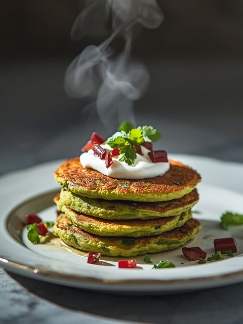 Low-Carb-Brokkoli-Puffer mit Joghurt