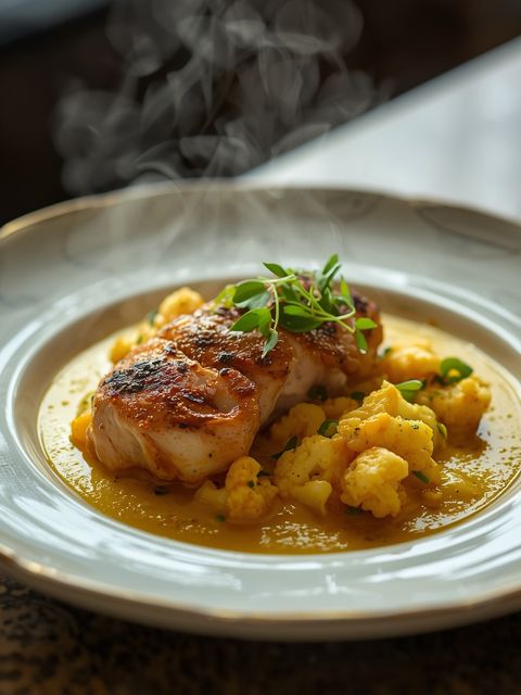 Low Carb chicken breast with curry and cauliflower