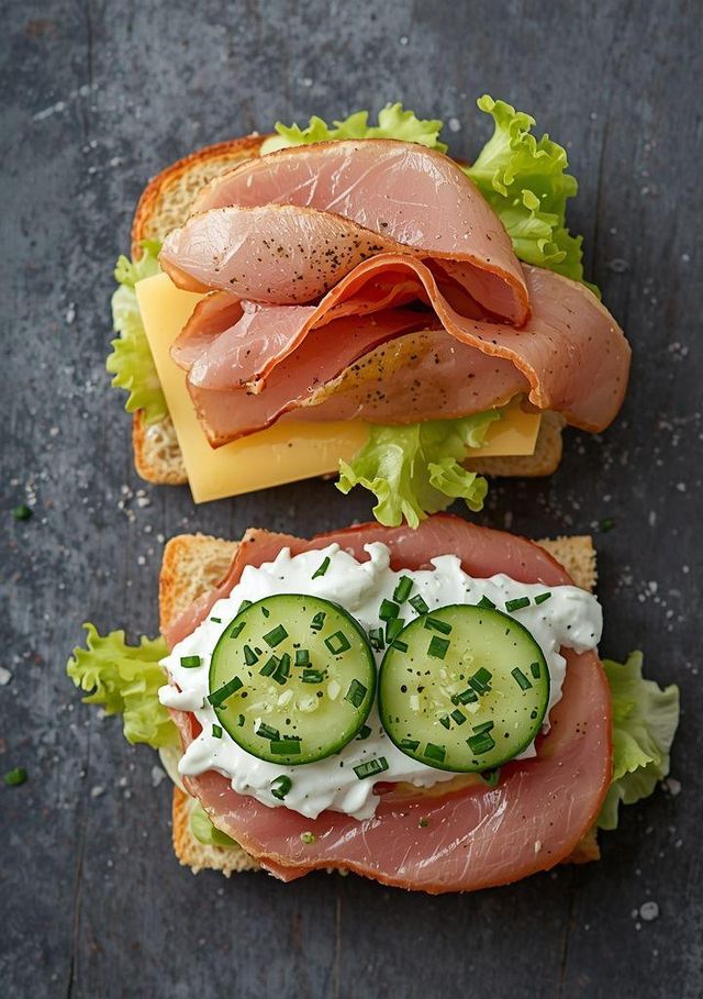 Ham and salad sandwich