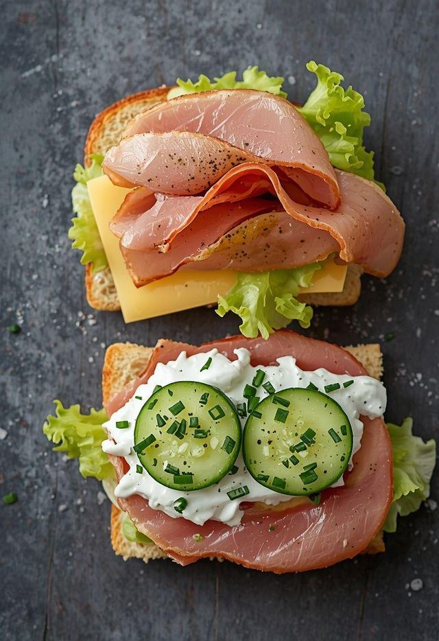 Ham and salad sandwich