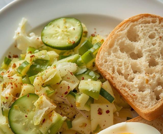 Weichgekochtes Ei mit Brot und Salat