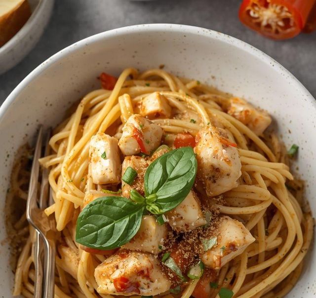 Spaghetti with Chicken and Coconut Milk