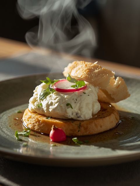 Cottage cheese with radish and bread