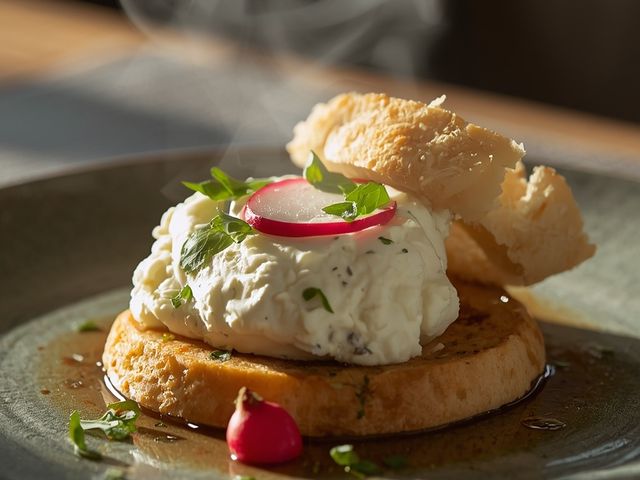 Cottage cheese with radish and bread