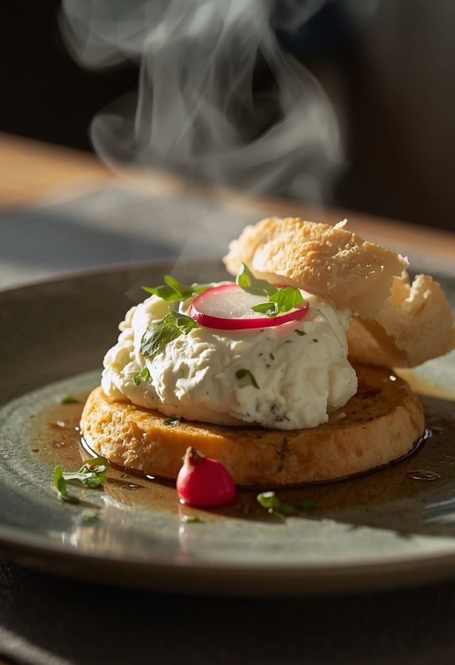 Hüttenkäse mit Radieschen und Brot