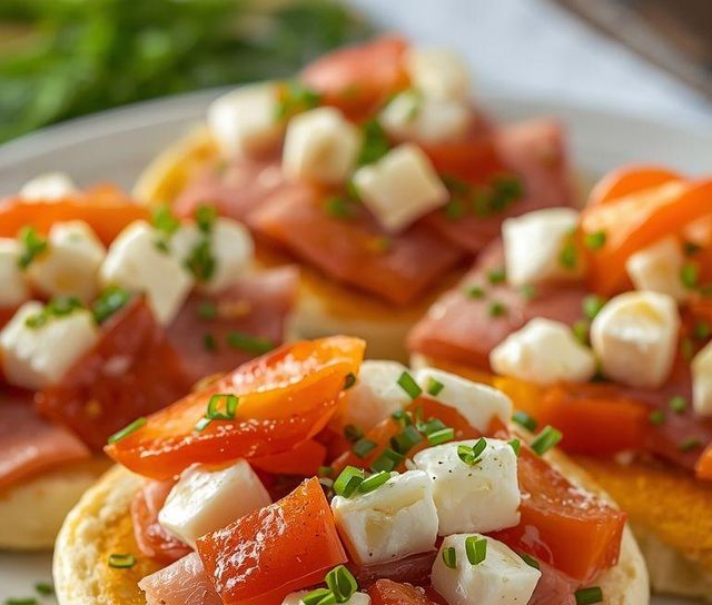 Ham and mozzarella zapiekanka