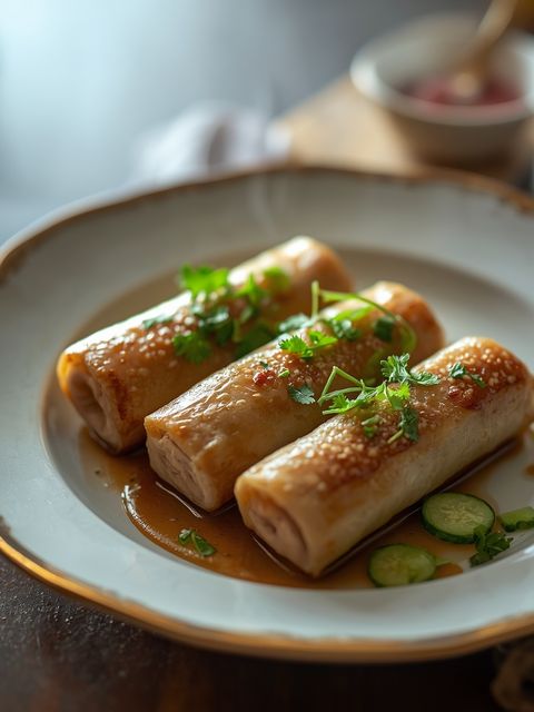 Schweineröllchen mit Buchweizen-Gurkensalat