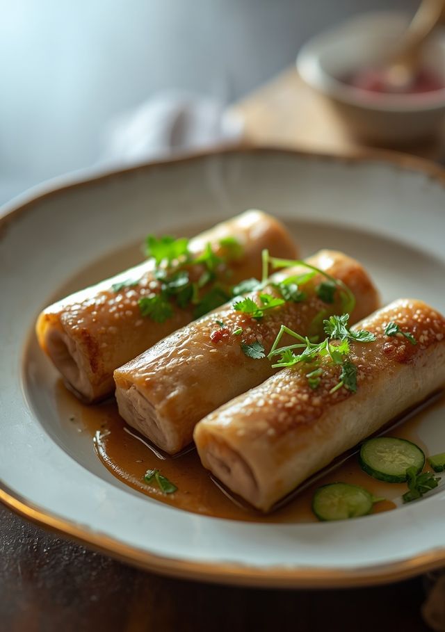 Schweineröllchen mit Buchweizen-Gurkensalat