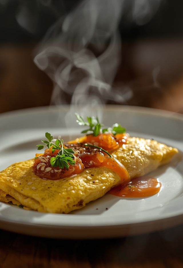 Omlet jajeczny z płatkami owsianymi i dżemem