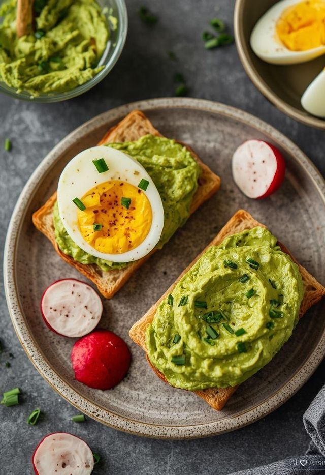 Egg and avocado spread sandwich