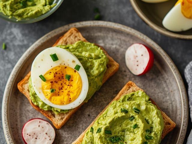 Egg and avocado spread sandwich