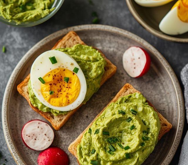 Egg and avocado spread sandwich