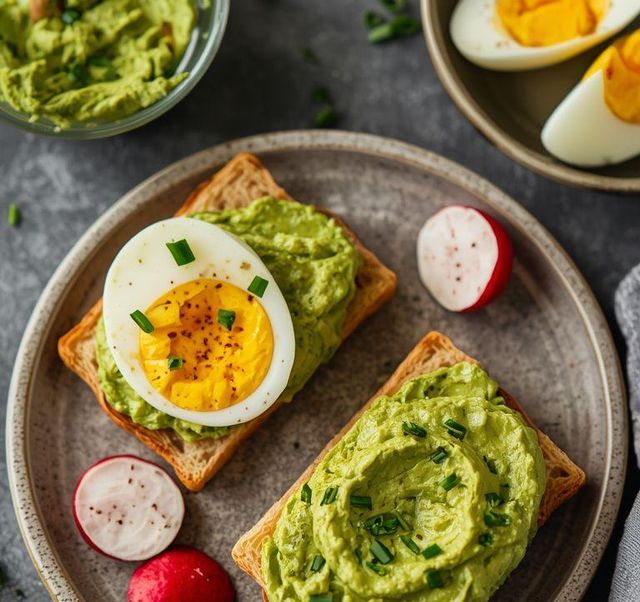 Egg and avocado spread sandwich