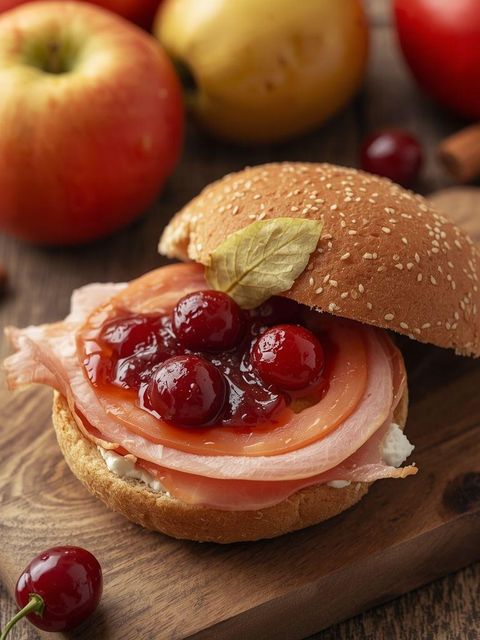 Vollkornbrötchen mit Kirschkonfitüre
