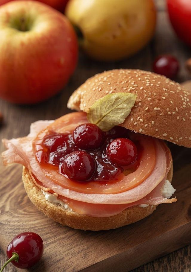 Wholemeal roll with cherry jam