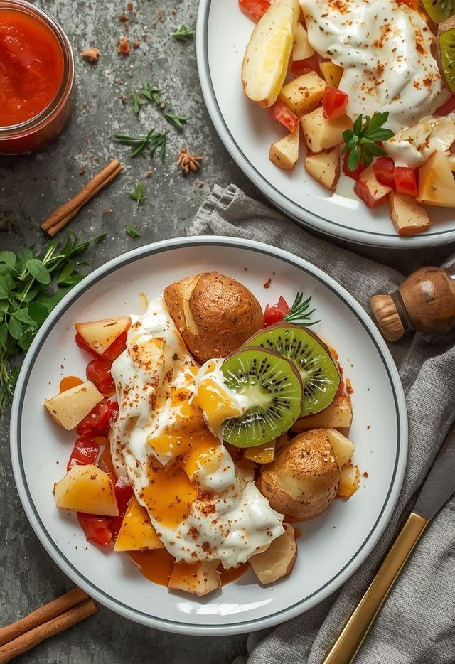 Kartoffeln mit Kräuterquark und Tomatensaft