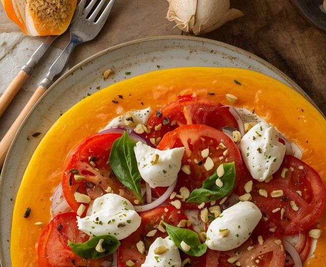 Tomato-mozzarella salad with papaya