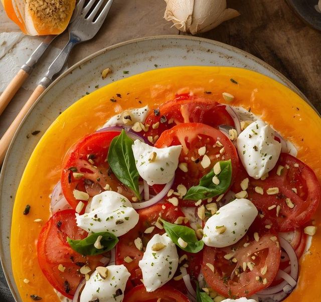 Tomato-mozzarella salad with papaya