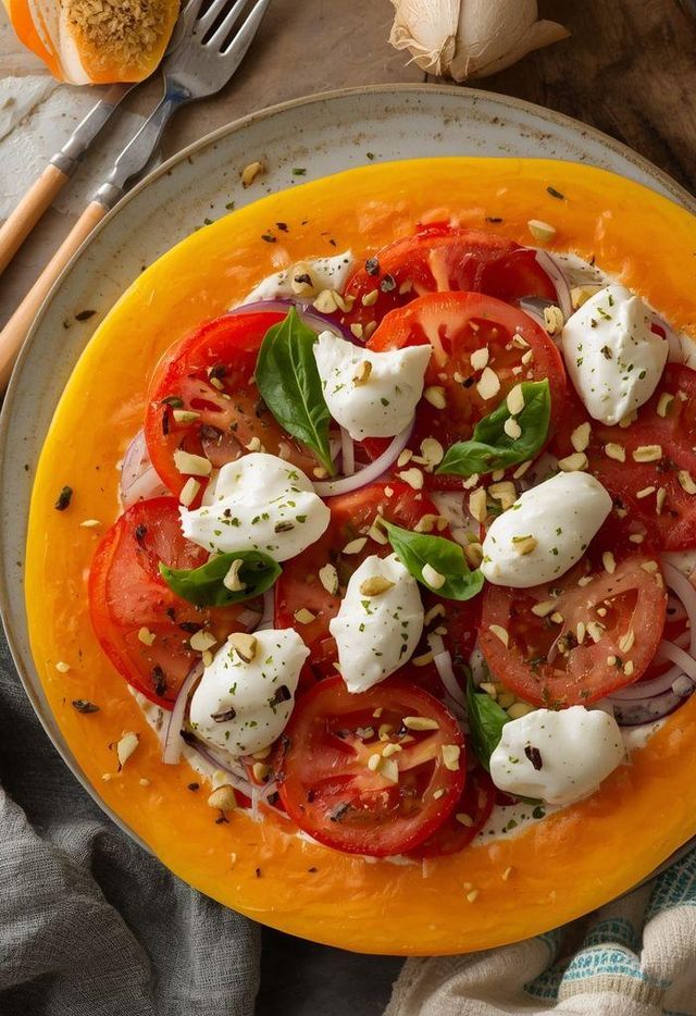 Tomato-mozzarella salad with papaya