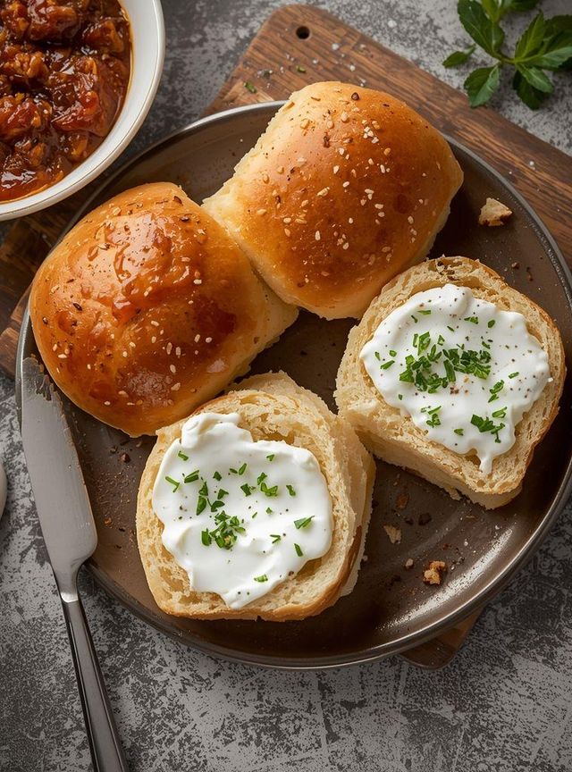 Rolls with Jam and Herb Curd