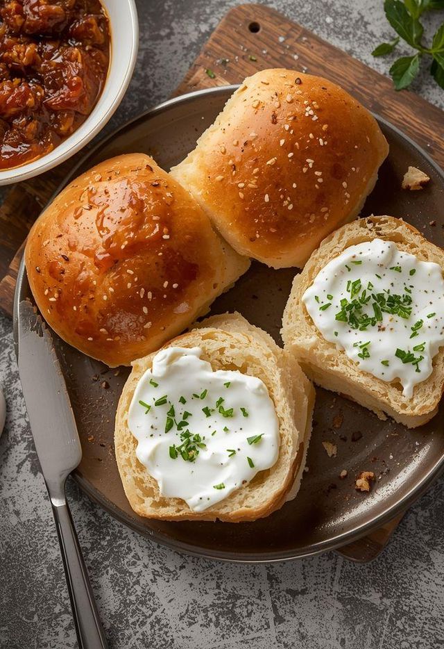 Rolls with Jam and Herb Curd