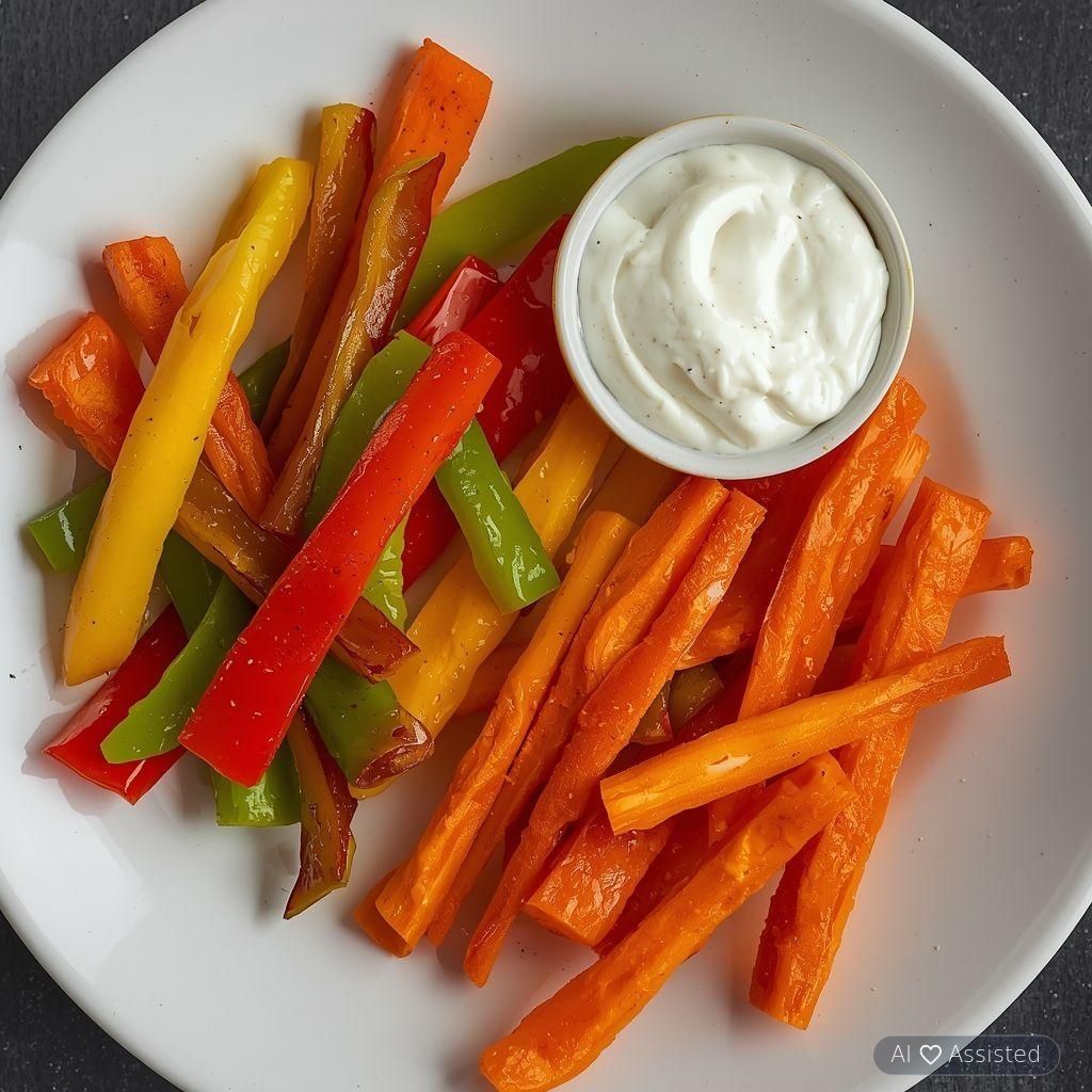 Peppers and carrots with dip