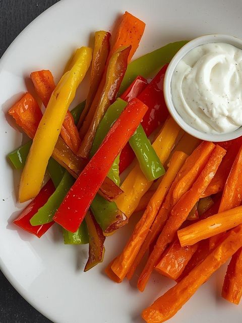 Peppers and carrots with dip