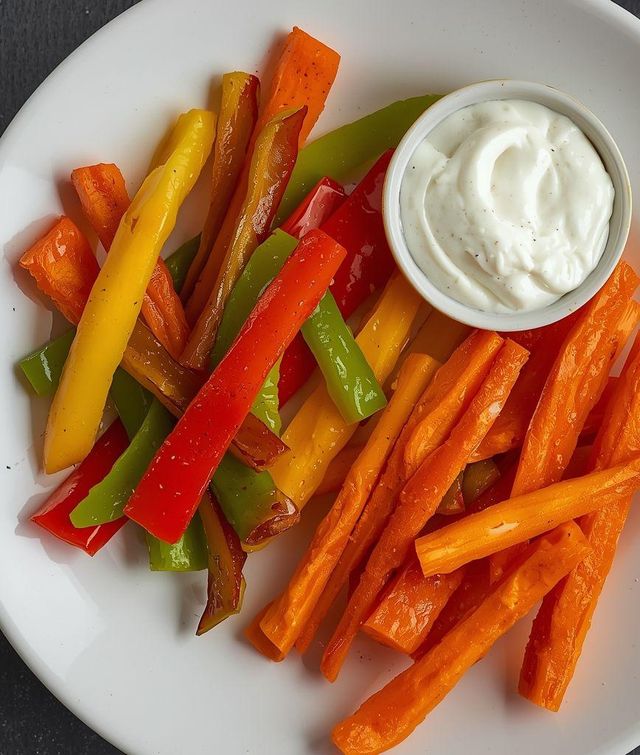 Peppers and carrots with dip