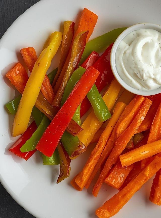 Paprika und Möhren mit Dip