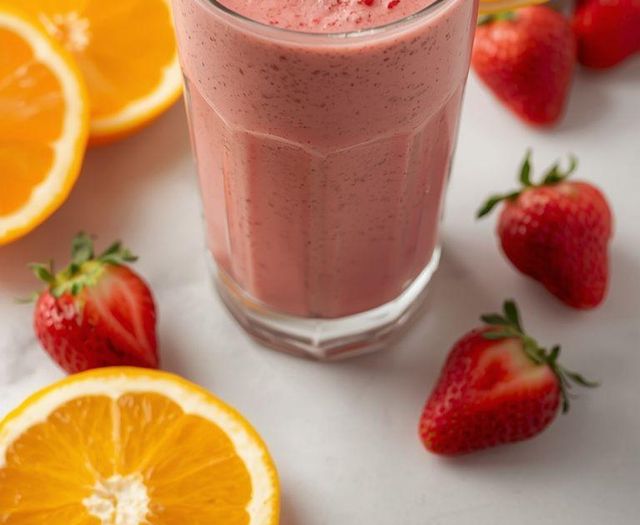 Smoothie aus Zitrusfrüchten und Erdbeeren