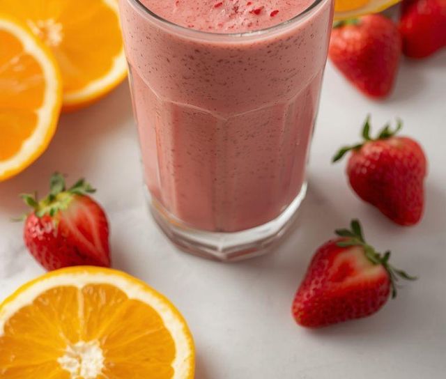 Smoothie aus Zitrusfrüchten und Erdbeeren