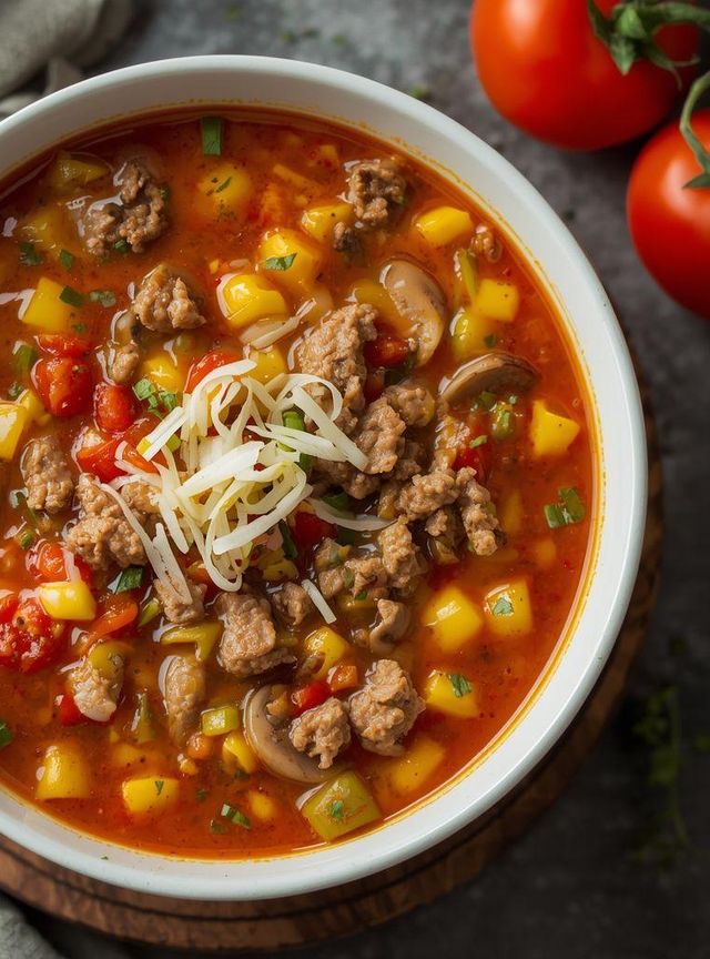 Soup with minced meat and peppers