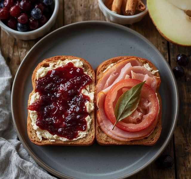 Wholemeal bun with blackcurrant jam