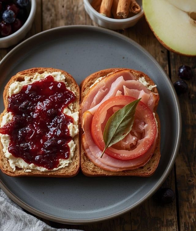 Wholemeal bun with blackcurrant jam