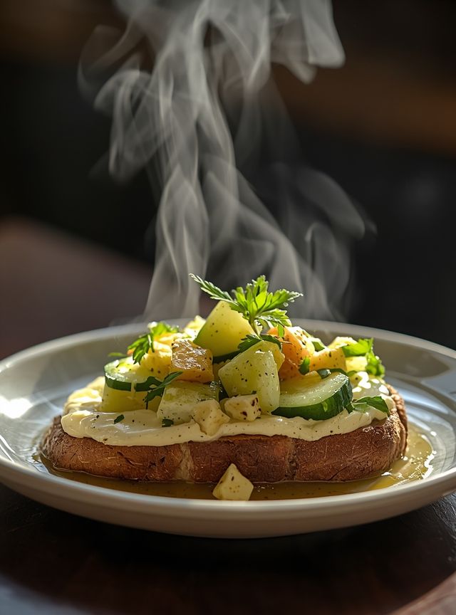 Vollkornbrot mit Gouda-Käse und Gurkensalat