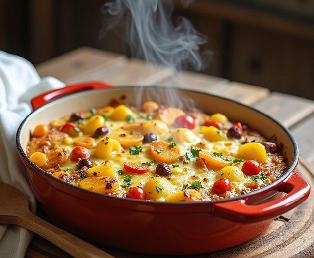 Vegetarischer Kartoffel-Gemüse-Auflauf mit Ei und Käse