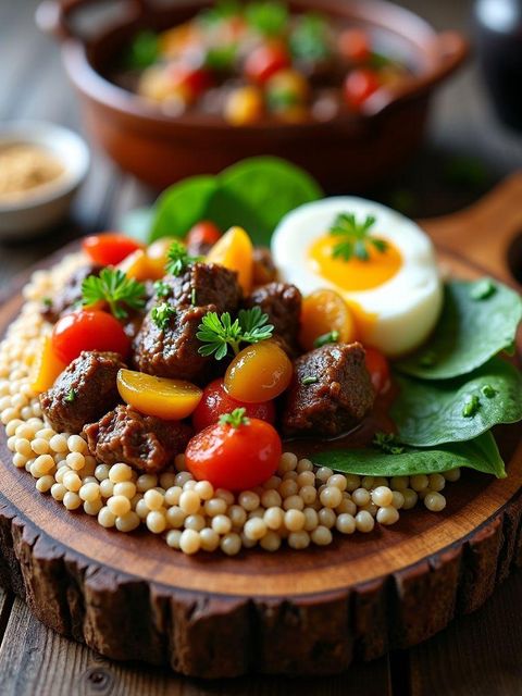 Beef goulash with buckwheat and vegetables